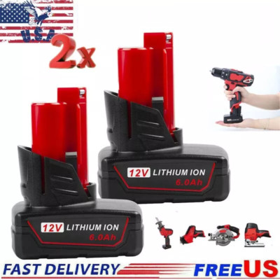 2Pack For Milwaukee 48-11-2460 for M12 LITHIUM 6.0Ah Extended Capacity Battery