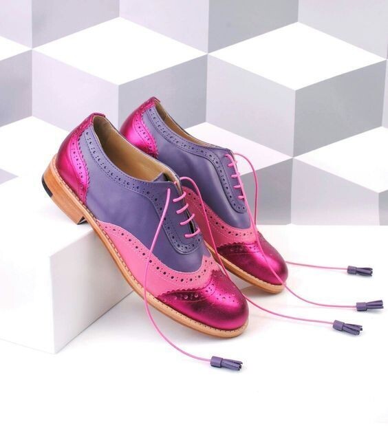 Women's New Handcrafted Multicolor Leather, Oxford Wingtip Brogue