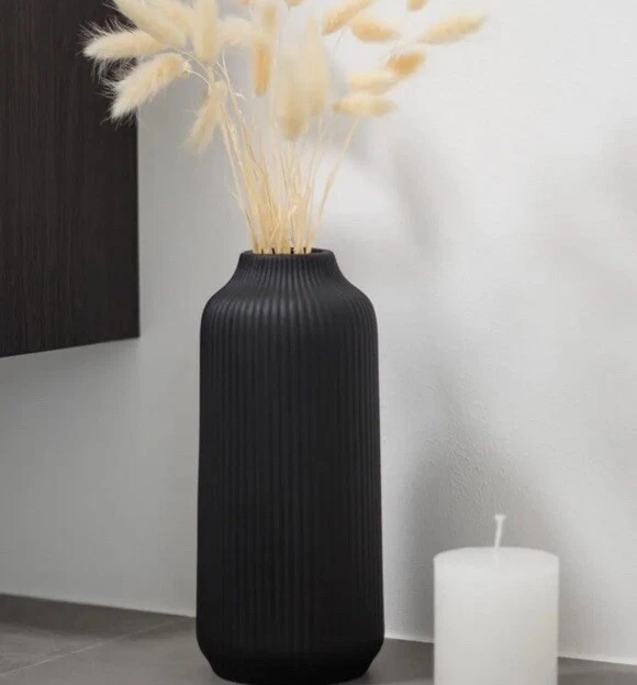 Jarrón de cerámica en florero decorativo nórdico grande para hierba pampeana como florero decorativo boho negro  Foto 2 de 4