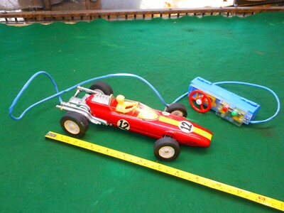 Vintage Tin Toy 1950's Bandai F-1 Lotus Handle remote control Car