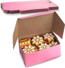 MT Products Pink Cookie Boxes - 6" x 4.5" x 2.75" Bakery Boxes - Pack of 15