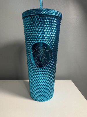 Starbucks Summer 2023 Blue Chrome Teal Studded 24oz Venti Cold Cup Tumbler  - New | eBay