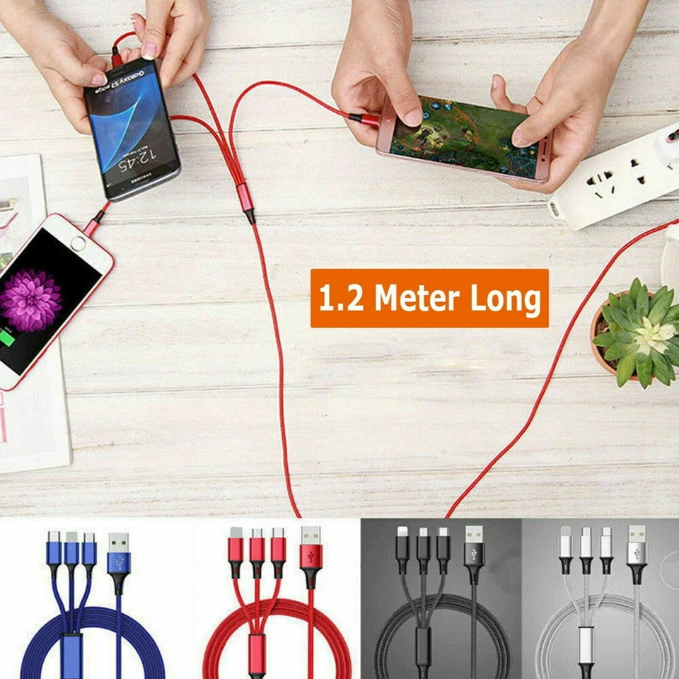 3 in 1 Fast USB Charging Cable Universal Multi Function Cell Phone Charger Cord - Image 4 of 4