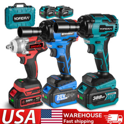 2800Nm Cordless Electric Impact Wrench 1/2'' High Power Driver W/ Li-ion  Battery