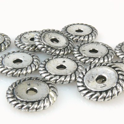 12 Kunststoffperlen Rondell 18mm Acrylperlen Spacer Perlen silber Spacerperlen
