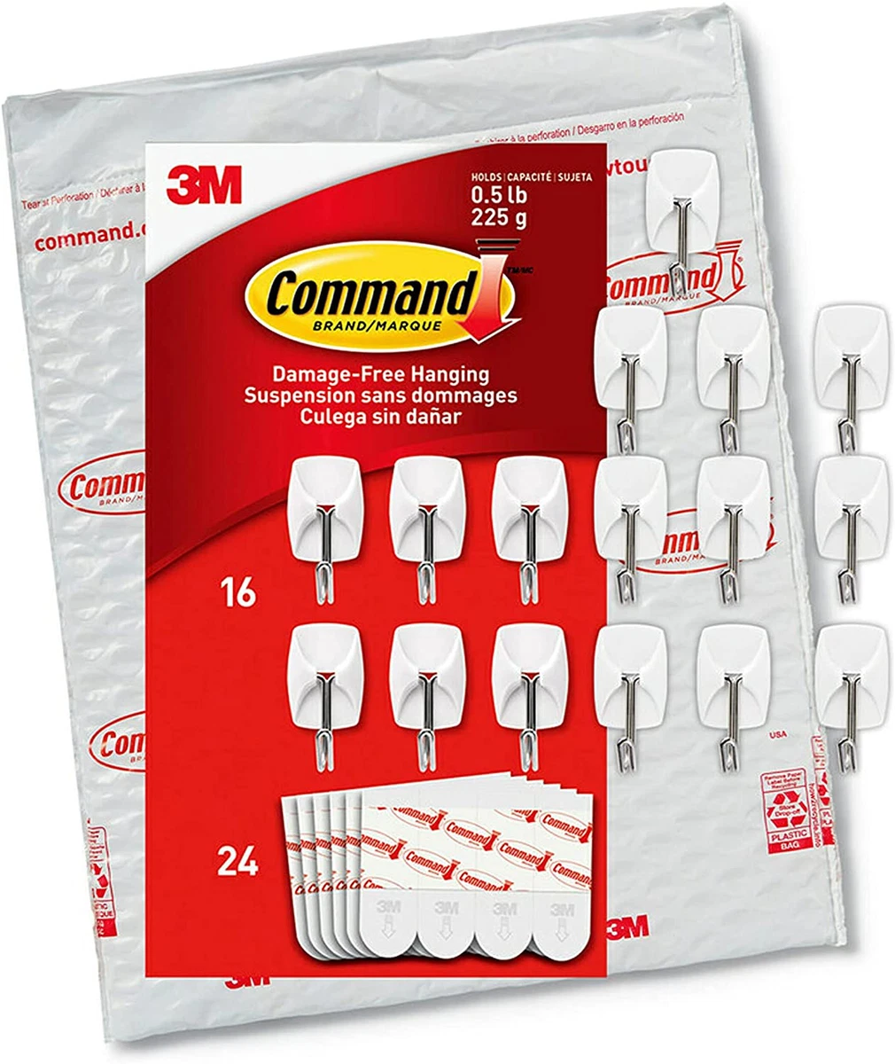 Command Small Wire Hooks, 16-Hooks, 24-Strips, Organize Damage-Free