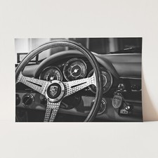 Porsche 911 Dashboard Wheel Vintage Black White Cars Wall Art Poster Print Porsche 911 Dashboard Wheel Vintage Black White Cars Wall Art Poster Print