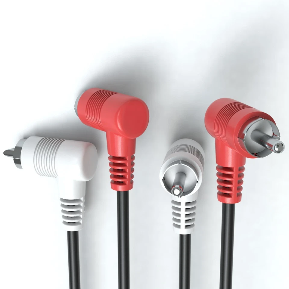 Cinch Audio Kabel Winkel 2 Cinch Stecker auf 2 Cinch Stecker RCA Stereo Kabel - Bild 4 von 4