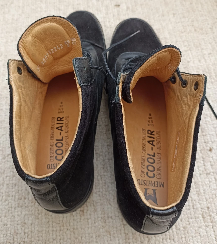 chaussures cuir velours Mephisto Cool-Air UK 5 1/2 38-39 noir lacets pied fin - Photo 4/4
