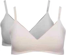 New With Box!Calvin Klein Women's 2 Pack Microfiber Wirefree Bra, Nymphs/Grey-S