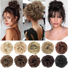 1pcs Real Natural Curly Messy Bun Hair Piece Scrunchie Hair Extensions AS Human