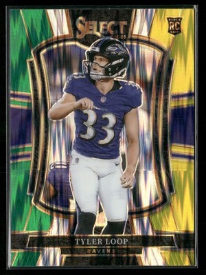 2025 Panini Select Tyler Loop Premier Level Green & Yellow Shock Prizm RC #161