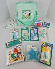 Vintage 10 Pc Lot - 90s Snoopy Diaper Bag With Accessories