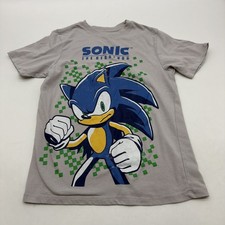 Sonic The Hedgehog Sega T-shirt Boys L 10/12 Y Gray Graphic Print Logo. 39036