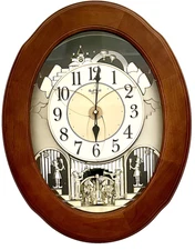 Small World Rhythm Nostalgia Walnut Sound Motion Musical Clock 4MH780 Christmas