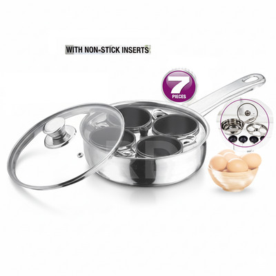 Edelstahl Eierpochierer Bratpfanne 4 Loch 18 cm Antihaft Abnehmbare Becher