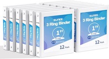 3 Ring Binders 1 Inch 12 Pack Clear View Binders Bulk Three Ring PVC-Free Fit