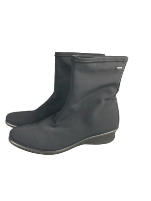 Ecco Wedge Ankle Boots Women's Size US 10 Gore Tex Black Textile Slip on Sock
