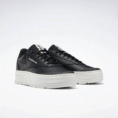 Reebok Women's Black Chalk Club C Double Geo Sneakers Size 10 us H69142