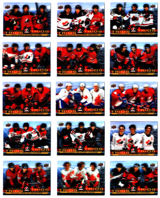 2021-22 UD TIM HORTONS TEAM CANADA TEAM CANADA TRIOS COMPLETE 15 CARD INSERT SET