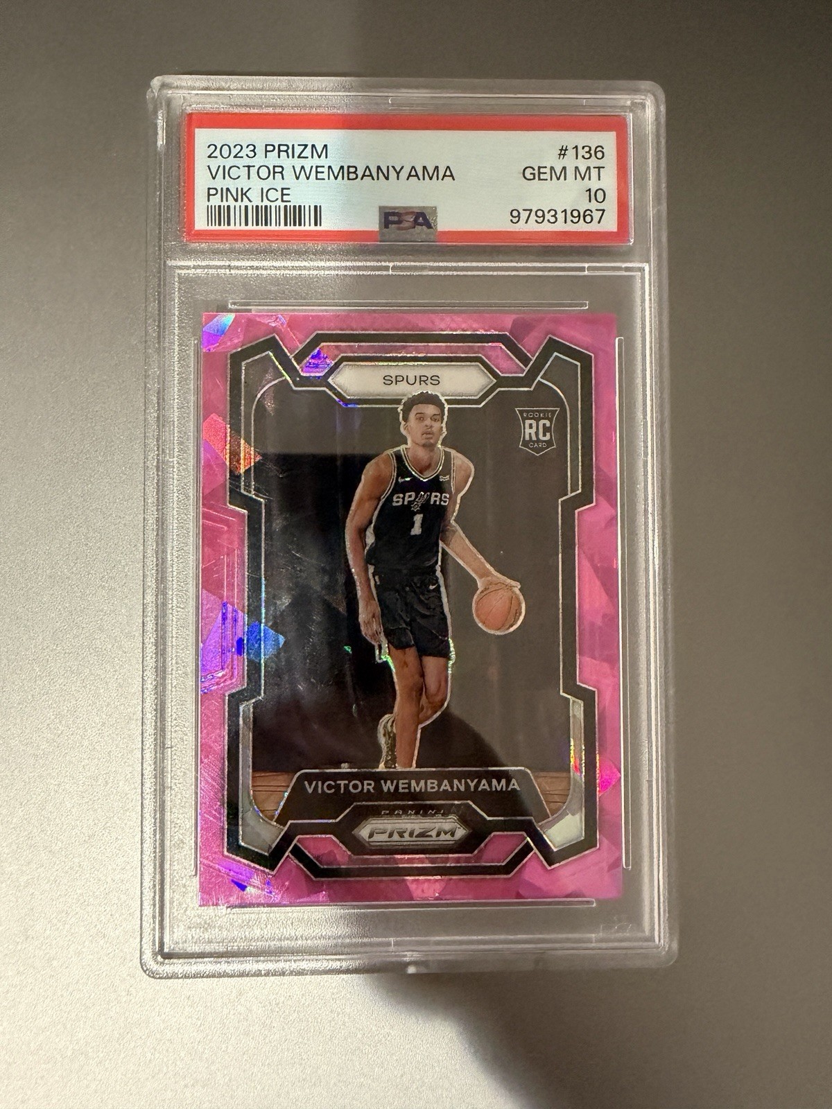 2023-24 Panini Prizm - Victor Wembanyama #136 Pink Ice Prizm (RC) PSA 10