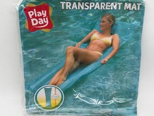 Play Day Transparent Pool Float Mat 66" x 24" x 9" Inflatable Blue For Adults Ma