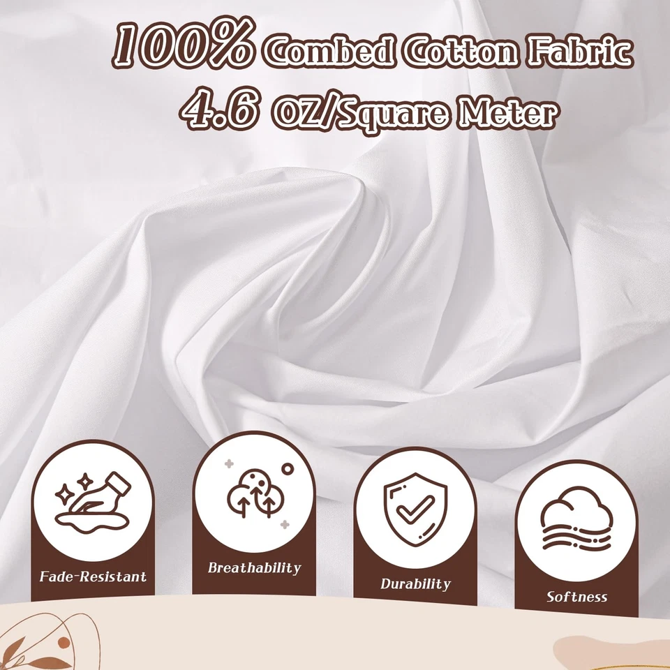 58" 100% Algodón Tela Blanco Acolchado Costura Hágalo Usted Mismo Patio Suave Duradero 5 Yardas Foto 3 de 4