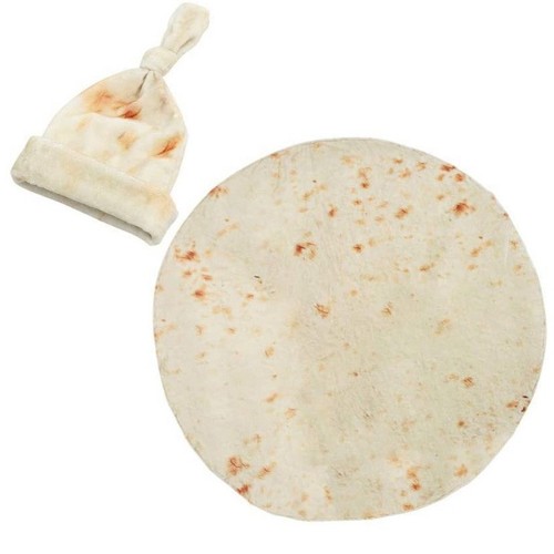 "Set Neonato Invernale 100% Flanella - Coperta Swaddle + Cappellino, Tortilla St - Foto 7 di 10