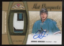 2015-16 Fleer Showcase Hot Prospects Patch Joonas Donskoi RC Auto 213/499 #151 3