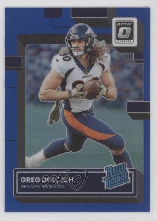 2022 Panini Donruss Optic Blue Prizm 44/179 Greg Dulcich #288 Rookie RC