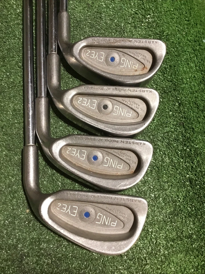 Juego de 2 hierros de punto azul Karsten Ping Eye (3-PW-SW, Nº 8i) ejes de acero ZZ Lite LEER Foto 3 de 4