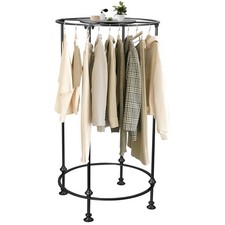 Round Garment Display Rack, Floor Standing Iron clothes Hanging Rack with Topper