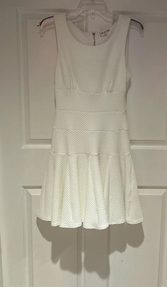 Double Zero Off White Cream Sleeveless A- Line Drop Waist Stretch Dress Small - Image 2 of 4