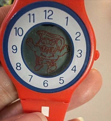 VINTAGE KOOL-AID ADULT RED DIGITAL WATCH KOOL-AID MAN FACE UNTESTED UNUSED
