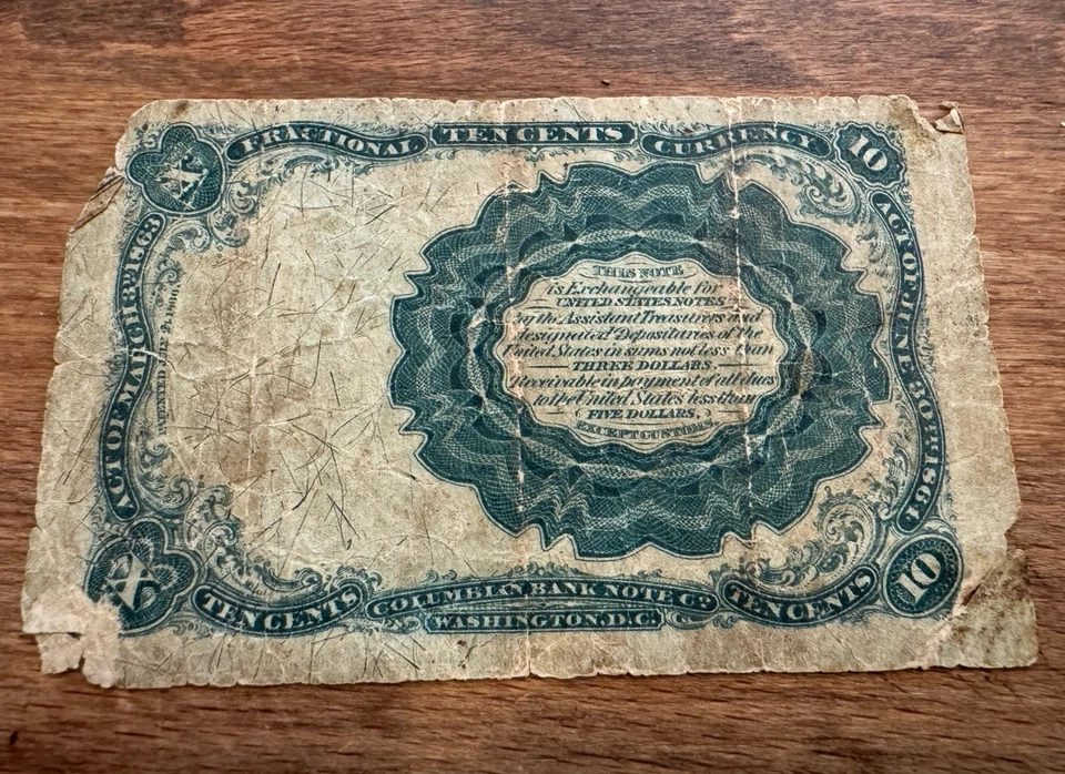 Series 1874 United States 10 Cents Bill, Fractional Currency Note - Image 2 of 3