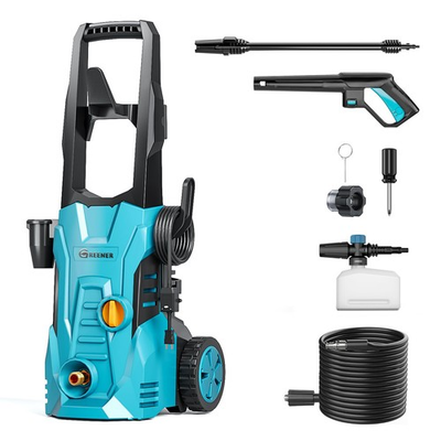 #ad #ad GREENER ELECTRIC PRESSURE WASHER 3800 PSI 50FT HOSE SOAP CANNON BLUE $86.57