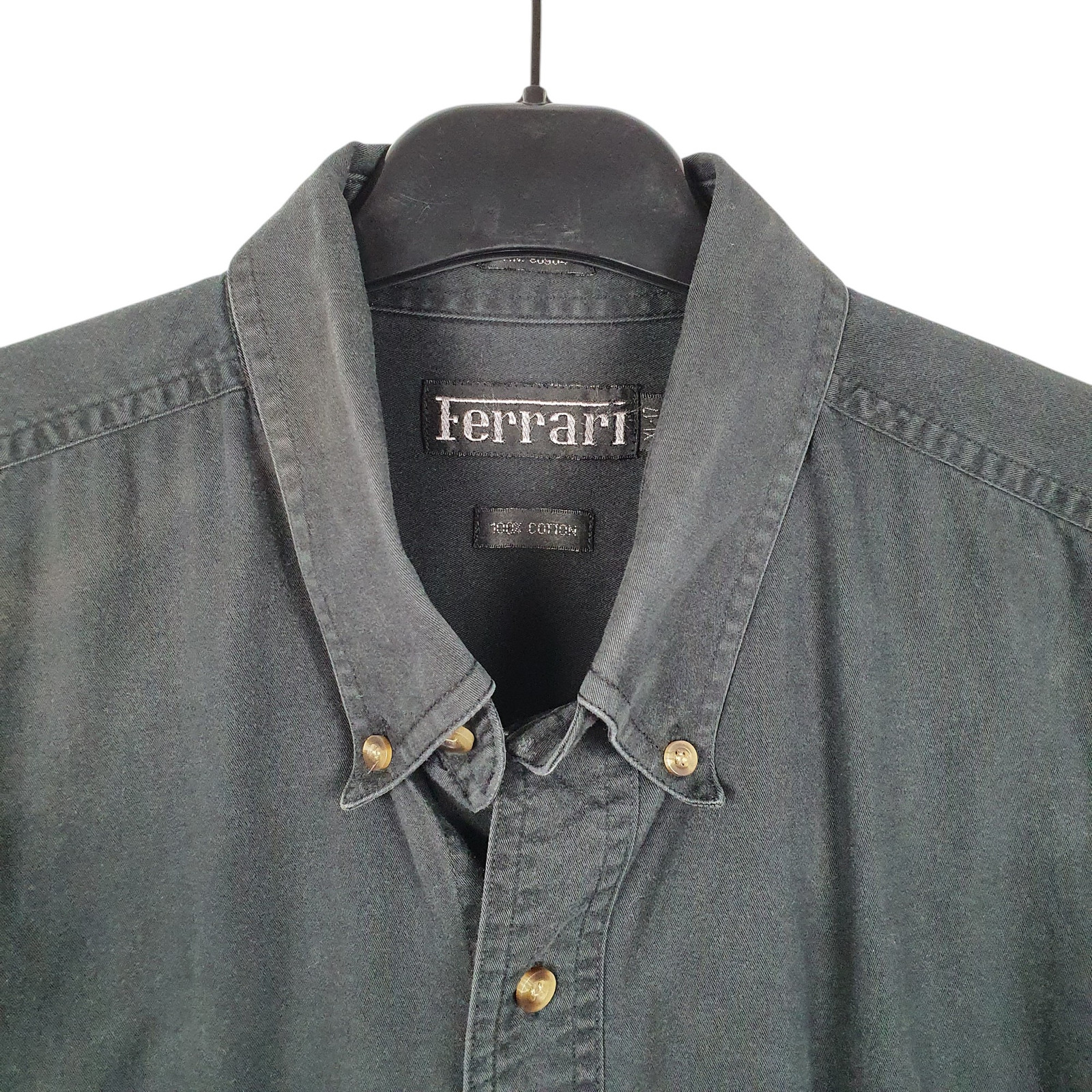 FERRARI Black Shirt Long Sleeve Casual Cotton Mens XL image 2