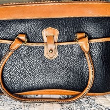 Vintage Dooney and Bourke All-Weather Leather Satchel Black  British Tan 