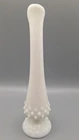 Vintage Fenton Milk Glass Hobnail Swung Hand Blown Glass Bud Vase 8" Beautiful