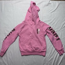 DKNY Girls Hoodie Pink Metallic Logo Pullover Sweatshirt Size 5