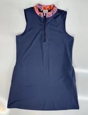 Tommy Bahama Golf Tennis Dress Navy Gray Contrast Floral Collar / Women  s Large