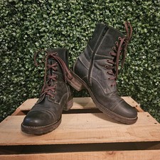 TAOS Combat Boots Green Leather Size Us 7-7.5 UK 38