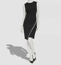 Tommy Hilfiger Women's Black Gem-Trim Sleeveless Asymmetric Dress Size' 16