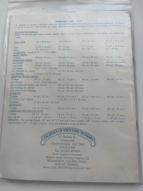 A Garden of Smocking Designs Forget Me Not Heirloom Doll Clothes Sewing Pattern - Image 2 of 2