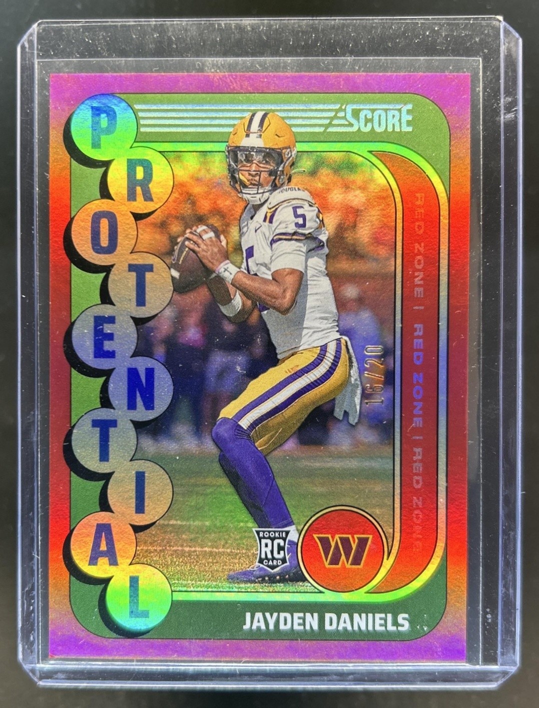 2024 Panini Score Jayden Daniels Protential RC Red Zone Rookie #/20 Commanders