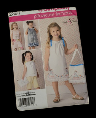 Simplicity 2391 UNCUT Girls Size A Pillowcase Dress Top Pants Bag Sewing Pattern