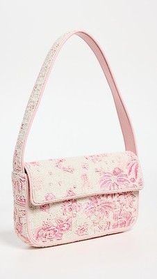 STAUD TOMMY BEADED BAG IVORY CHERRY BLOSSOM TOILE