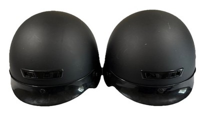 2 German Style Motorcycle Half Helmet Open Face DOT Cruiser Chopper Cap Small