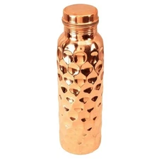 100% Pure Copper Water Bottle Diamond Style 950ml Leakproof Health Benefits
