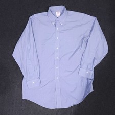 Brooks Brothers Button Down Shirt Mens 16.5-34 Madison Blue Long Sleeve Non Iron